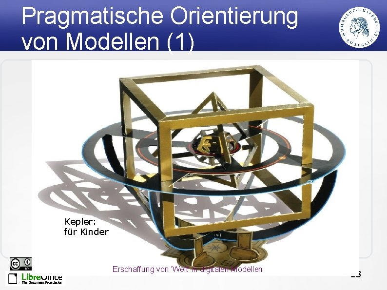 Pragmatische Orientierung von Modellen (1) Kepler: für Kinder Erschaffung von 'Welt' in digitalen Modellen