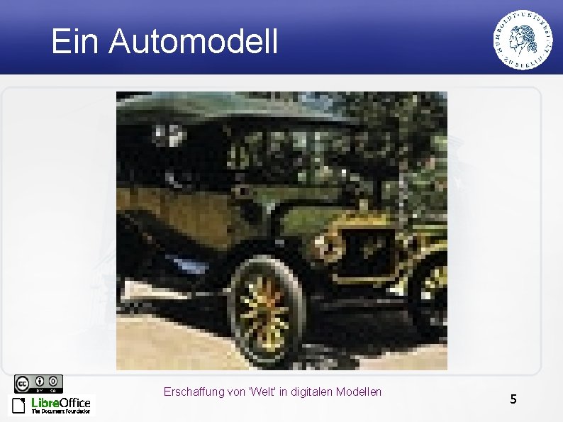 Ein Automodell Erschaffung von 'Welt' in digitalen Modellen 5 