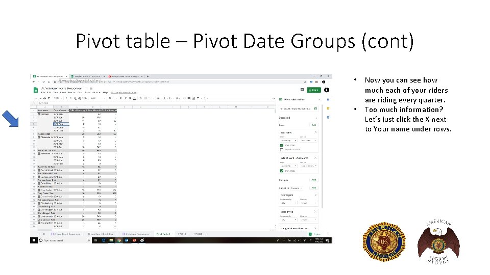 Pivot table – Pivot Date Groups (cont) • • Now you can see how