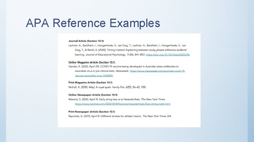 APA Reference Examples 