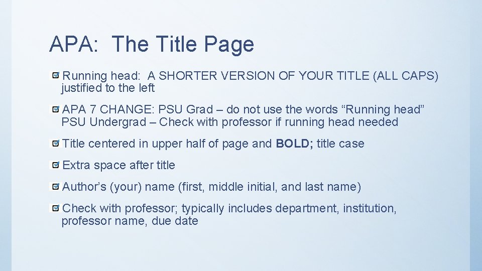 APA: The Title Page Running head: A SHORTER VERSION OF YOUR TITLE (ALL CAPS)