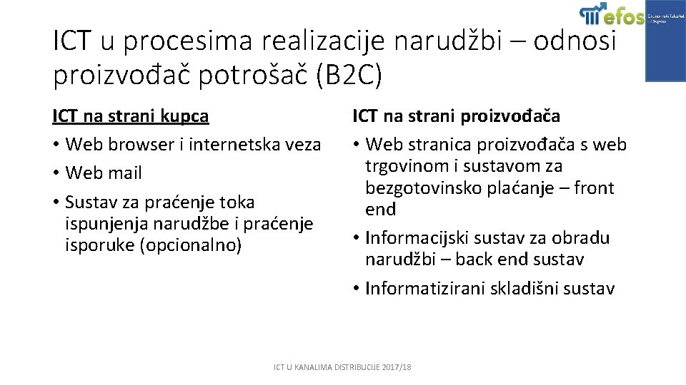 ICT u procesima realizacije narudžbi – odnosi proizvođač potrošač (B 2 C) ICT na