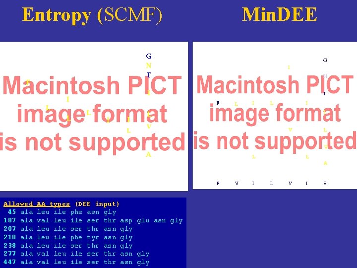 Entropy (SCMF) Min. DEE G N T F L N I I L G