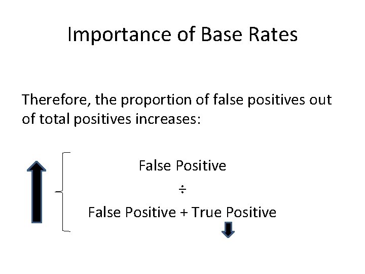 Importance of Base Rates Therefore, the proportion of false positives out of total positives