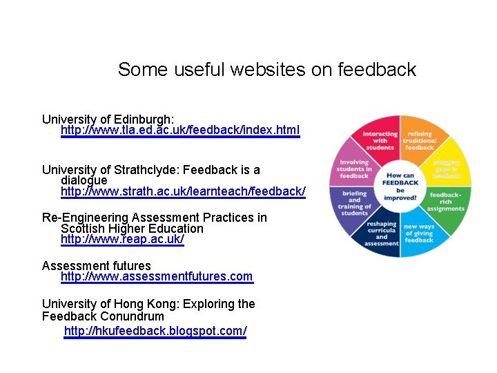Some useful websites on feedback University of Edinburgh: http: //www. tla. ed. ac. uk/feedback/index.