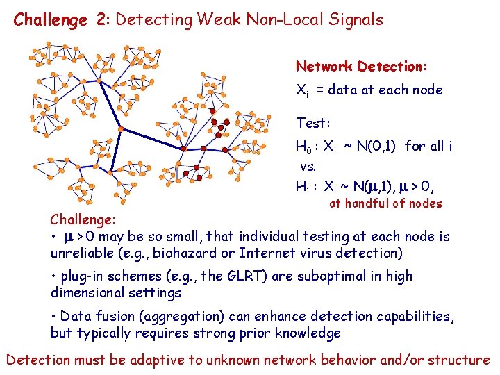Challenge 2: Detecting Weak Non-Local Signals Network Detection: Xi = data at each node