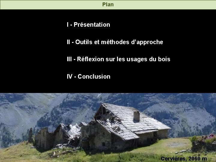 Plan I - Présentation II - Outils et méthodes d’approche III - Réflexion sur