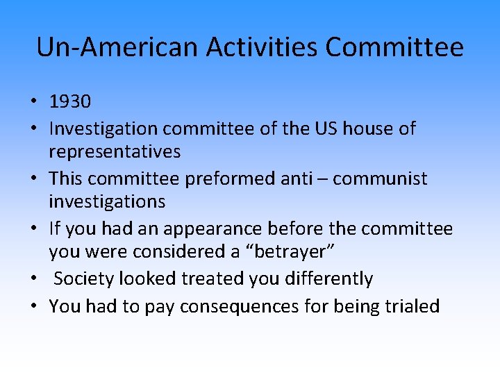 Un-American Activities Committee • 1930 • Investigation committee of the US house of representatives