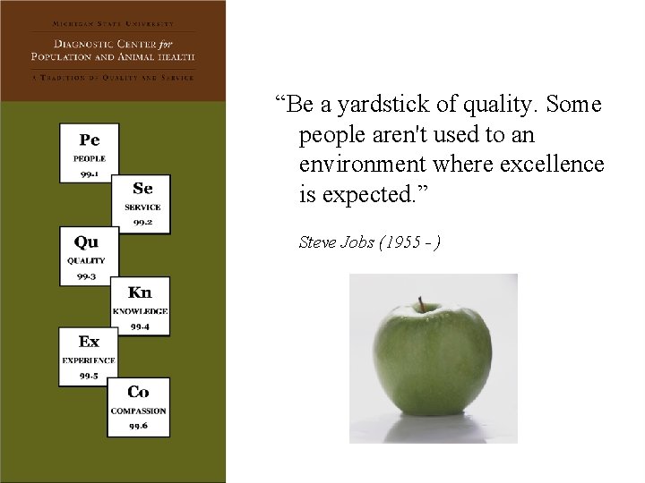 “Be a yardstick of quality. Some people aren't used to an environment where excellence