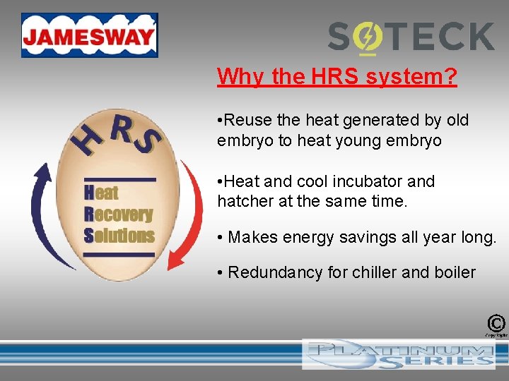 Why the HRS system? • Reuse the heat generated by old embryo to heat