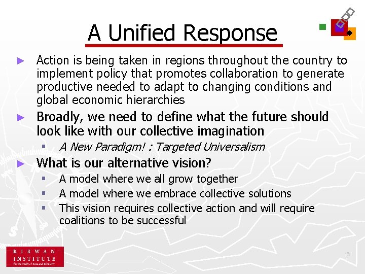 A Unified Response ► Action is being taken in regions throughout the country to