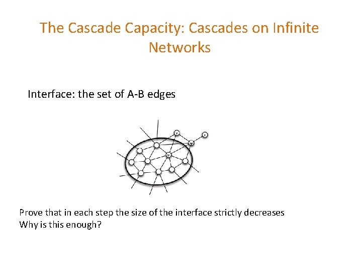 The Cascade Capacity: Cascades on Infinite Networks Interface: the set of A-B edges Prove