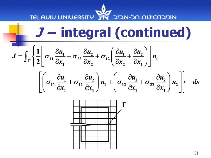 J -- integral (continued) 31 