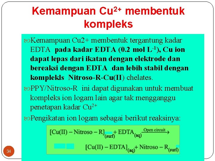 Kemampuan Cu 2+ membentuk kompleks Kemampuan Cu 2+ membentuk tergantung kadar EDTA pada kadar