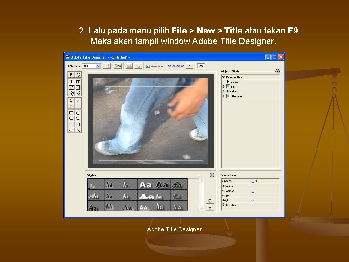 2. Lalu pada menu pilih File > New > Title atau tekan F 9.