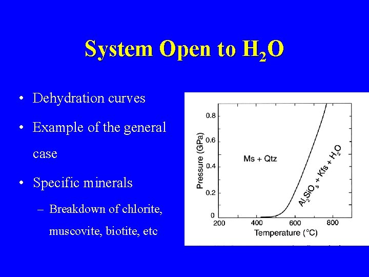 System Open to H 2 O • Dehydration curves • Example of the general