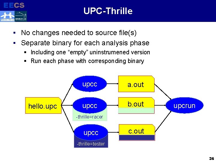 EECS UPC-Thrille Electrical Engineering and Computer Sciences BERKELEY PAR LAB § No changes needed