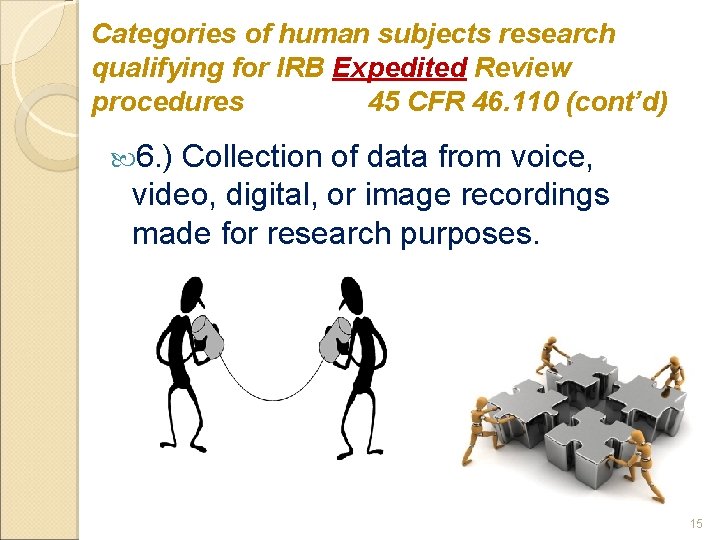 Categories of human subjects research qualifying for IRB Expedited Review procedures 45 CFR 46.
