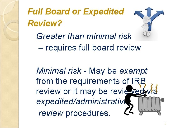 Full Board or Expedited Review? Greater than minimal risk – requires full board review