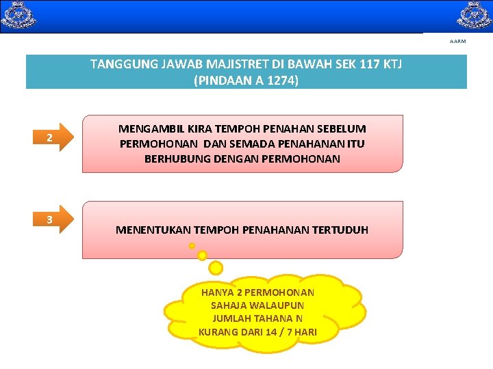 AARM TANGGUNG JAWAB MAJISTRET DI BAWAH SEK 117 KTJ (PINDAAN A 1274) 2 AARM TANGGUNG JAWAB MAJISTRET DI BAWAH SEK 117 KTJ (PINDAAN A 1274) 2