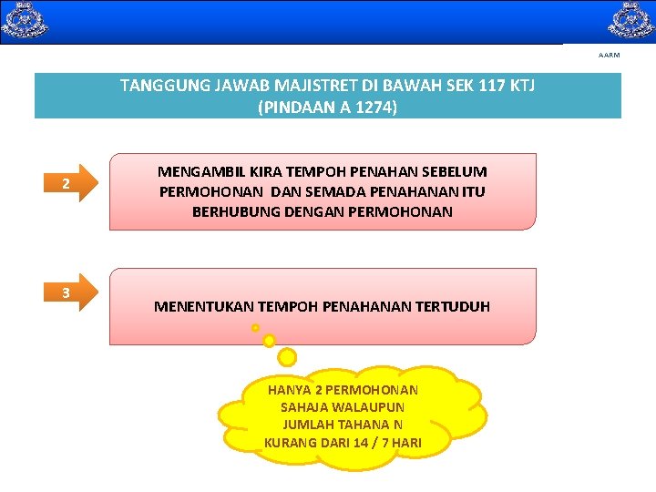  AARM TANGGUNG JAWAB MAJISTRET DI BAWAH SEK 117 KTJ (PINDAAN A 1274) 2