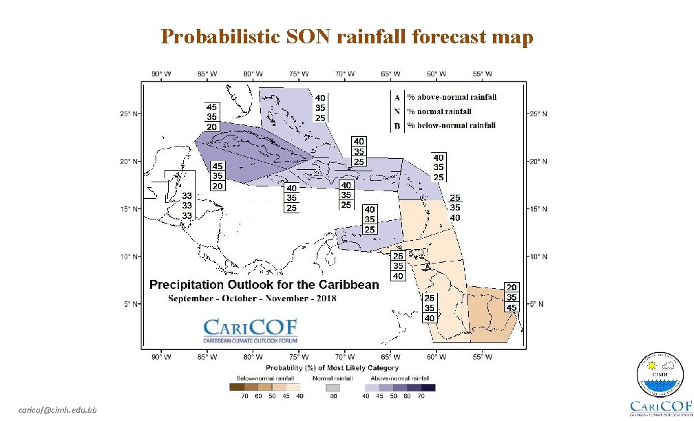 Probabilistic SON rainfall forecast map caricof@cimh. edu. bb 