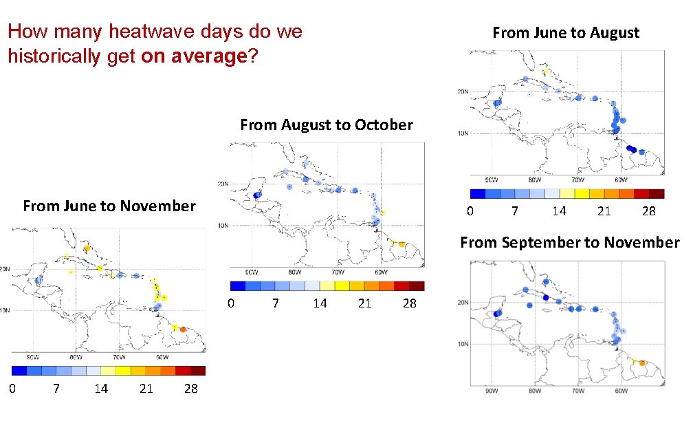 How many heatwave days do we historically get on average? From June to August