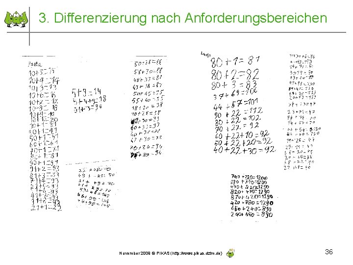 3. Differenzierung nach Anforderungsbereichen November 2009 © PIKAS (http: //www. pikas. dzlm. de) 36