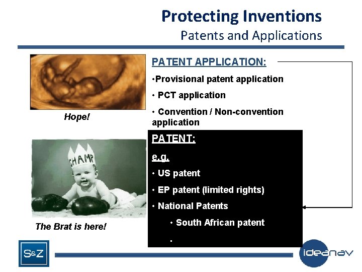 Protecting Inventions Patents and Applications PATENT APPLICATION: • Provisional patent application • PCT application
