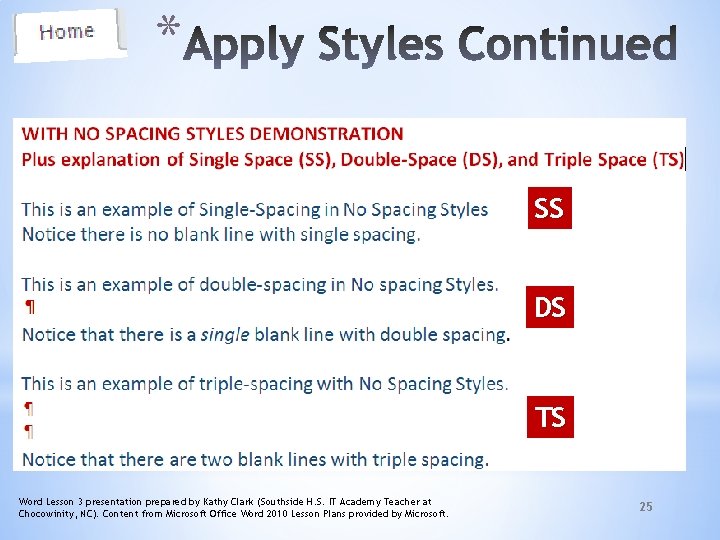 * SS DS TS Word Lesson 3 presentation prepared by Kathy Clark (Southside H.