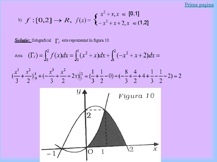 Prima pagina b) Soluţie: Subgraficul Aria { este reprezentat în figura 10. [0, 1]