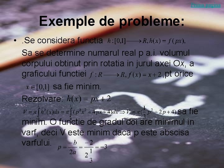Prima pagina Exemple de probleme: • . Se considera functia Sa se determine numarul Prima pagina Exemple de probleme: • . Se considera functia Sa se determine numarul