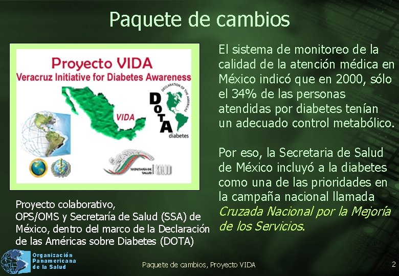 Paquete de cambios El sistema de monitoreo de la calidad de la atención médica