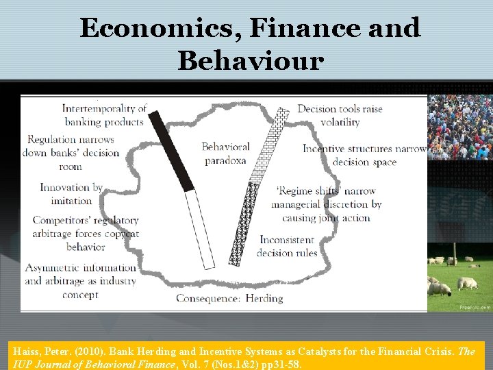 Economics, Finance and Behaviour Haiss, Peter. (2010). Bank Herding and Incentive Systems as Catalysts