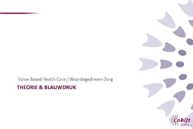 Value Based Health Care / Waardegedreven Zorg THEORIE & BLAUWDRUK 