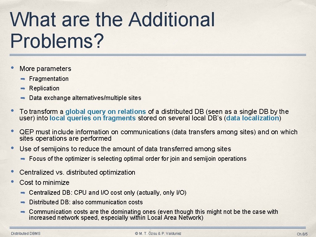 What are the Additional Problems? • More parameters ➡ Fragmentation ➡ Replication ➡ Data