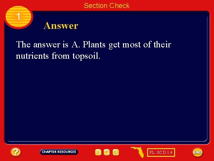 Section Check 1 Answer The answer is A. Plants get most of their nutrients