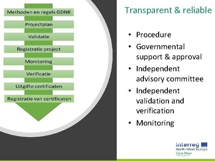 Transparent & reliable • Procedure • Governmental support & approval • Independent advisory committee