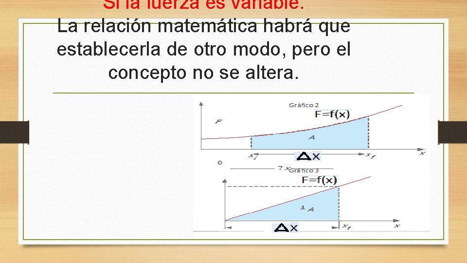 Si la fuerza es variable. La relación matemática habrá que establecerla de otro modo,