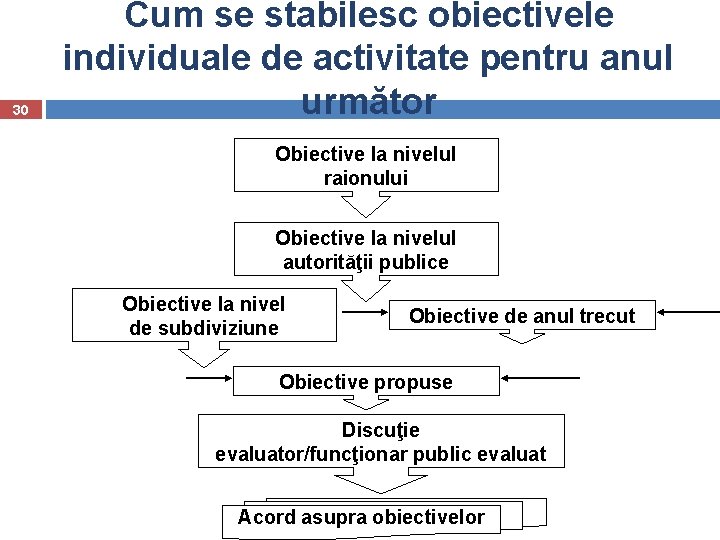 30 Cum se stabilesc obiectivele individuale de activitate pentru anul următor Obiective la nivelul