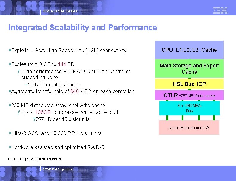 IBM e. Server i. Series Integrated Scalability and Performance §Exploits 1 Gb/s High Speed