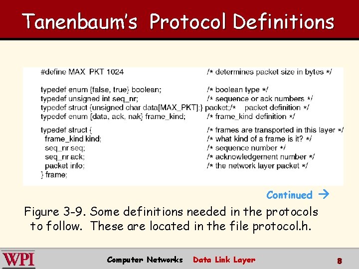 Tanenbaum’s Protocol Definitions Continued Figure 3 -9. Some definitions needed in the protocols to