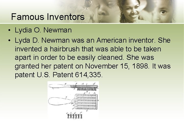 Famous Inventors • Lydia O. Newman • Lyda D. Newman was an American inventor.