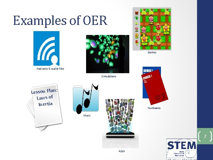 Examples of OER Games Podcasts & audio files Simulations Lesson Plan: Laws of Inertia