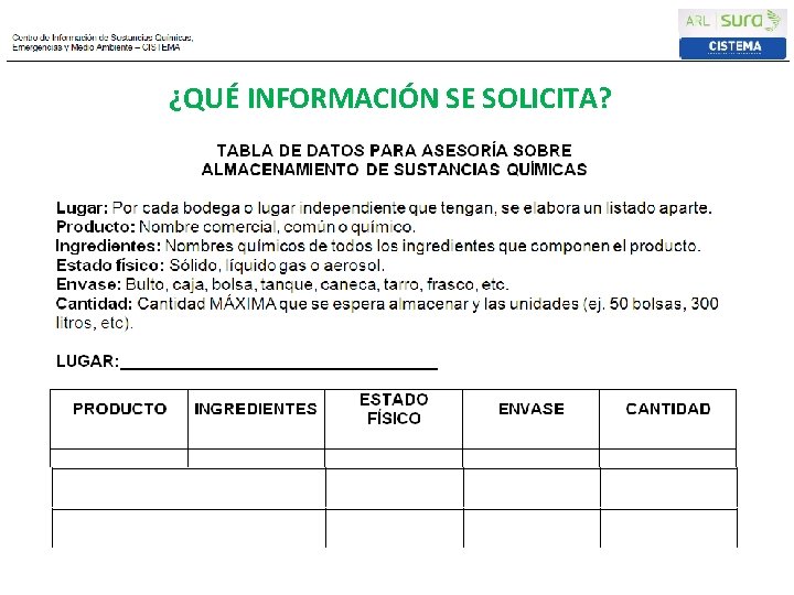 ¿QUÉ INFORMACIÓN SE SOLICITA? 