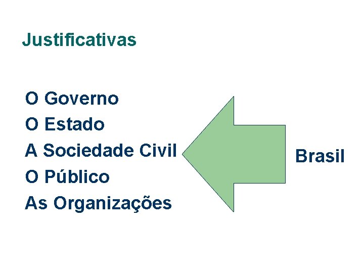Justificativas O Governo O Estado A Sociedade Civil O Público As Organizações Brasil 