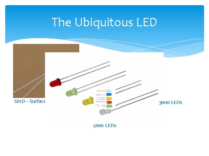 The Ubiquitous LED SMD – Surface Mount LEDs 3 mm LEDs 5 mm LEDs