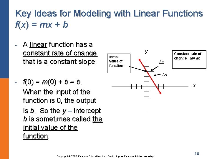 Key Ideas for Modeling with Linear Functions f(x) = mx + b • A