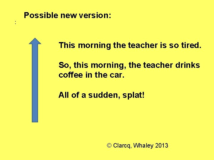 : Possible new version: This morning the teacher is so tired. So, this morning,