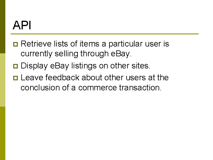 API Retrieve lists of items a particular user is currently selling through e. Bay.